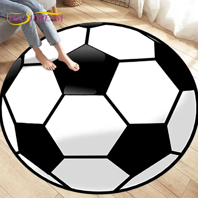3D Cartoon Soccer Football Circle Area tappeto grande, tappeto rotondo per  la decorazione del divano della camera da letto del soggiorno, tappetino da  gioco per bambini