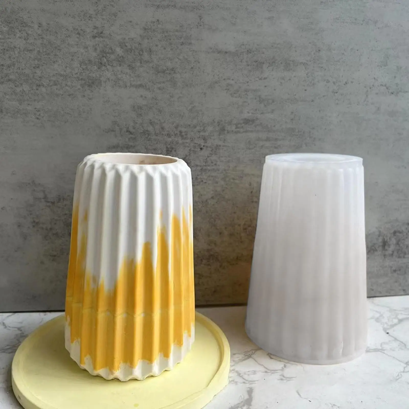 Vase Resin Silicone Mold, Handmade Vertical Stripes, Concrete Mould for Housewarming