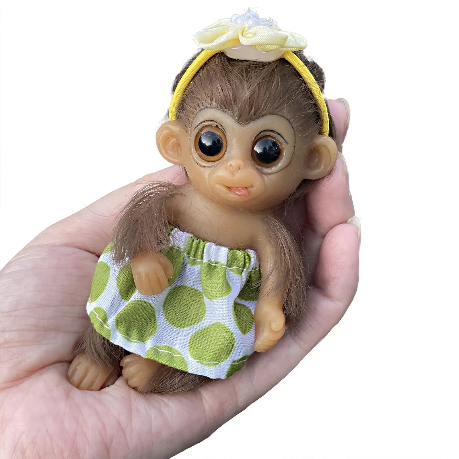 6in Full Body Silicone Monkey Soft Baby Doll Waterproof Big Eyes Monkey for Kids Toddlers Girls Boys Children Birthday Gift