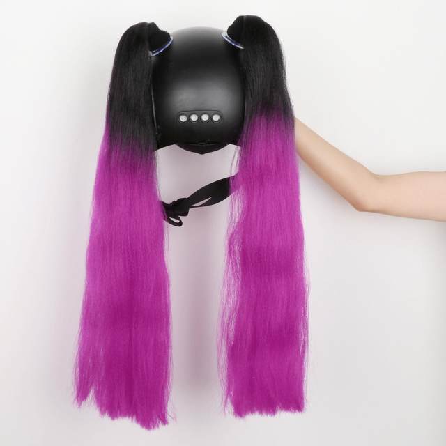 Motorcycle Helmet Pigtails Reusable Hair Tails High Temperature Wire Helmet Braids Pony Tails Used for Any Helmets Decorations