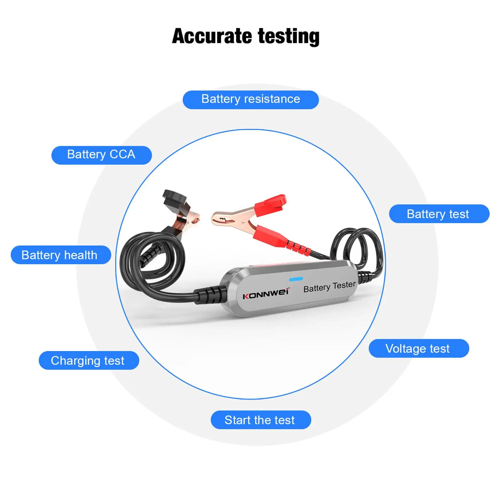 BK100 Wireless Car Battery Tester Charging Analyzer Bluetooth Battery Tester for Acid Battery Cars Trucks Multi Languages