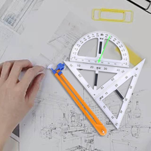 Math Geometry Ruler Teaching Supplies Learning Tool Schooling Stationery for Drafting Office Drawing Students