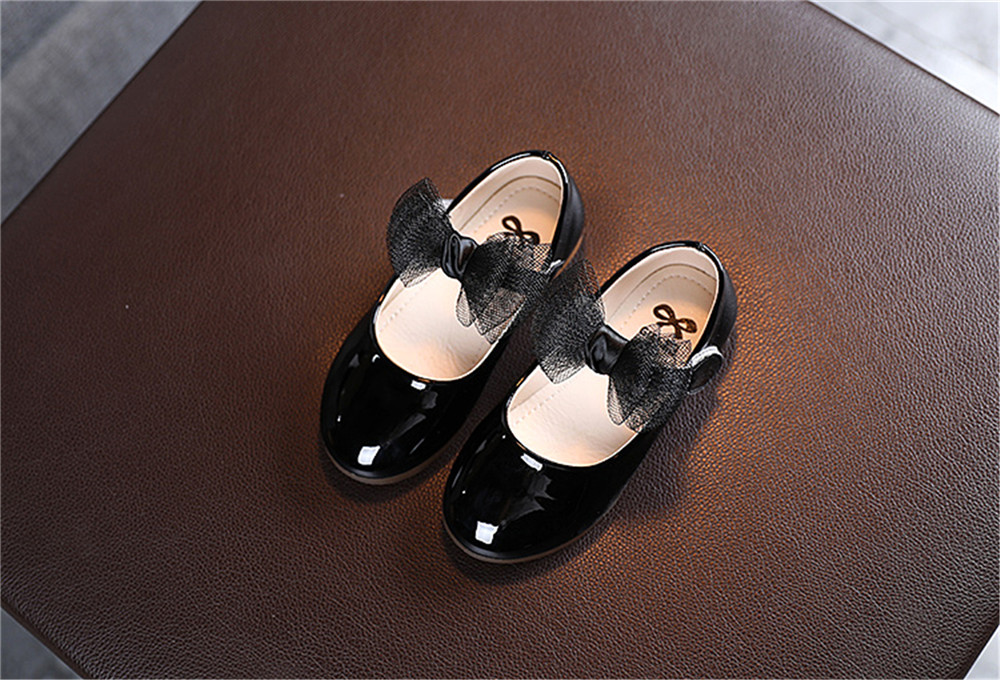 Mädchen Leder Schuhe, Einfarbig Weiche Sohle Flache Schuhe mit Dekorative Bogen Knoten, blass Rosa/Beige/Schwarz – Detail 16