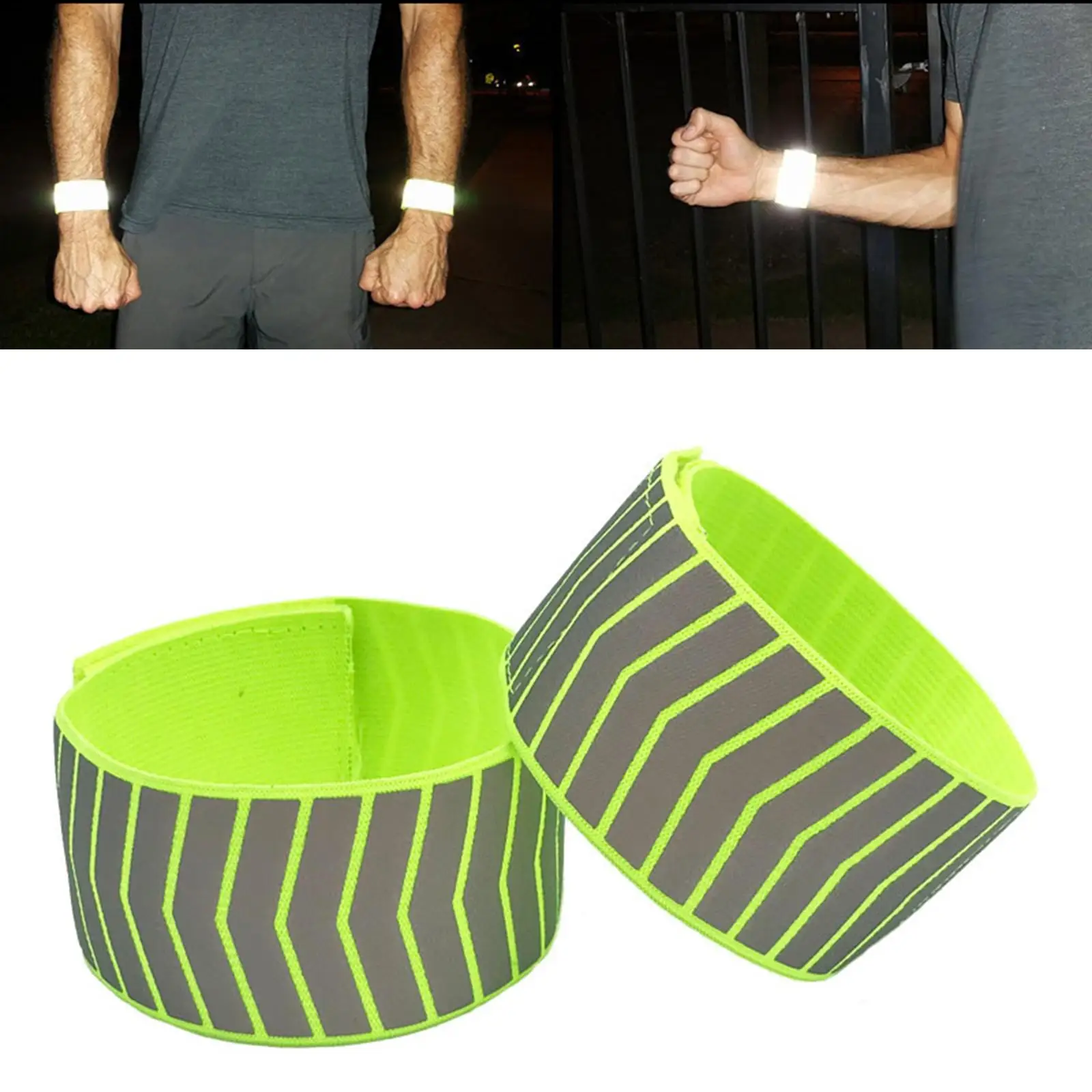 Reflective Running Armbands High Visibility Safety Arm Band for Jogging Cycling Adults