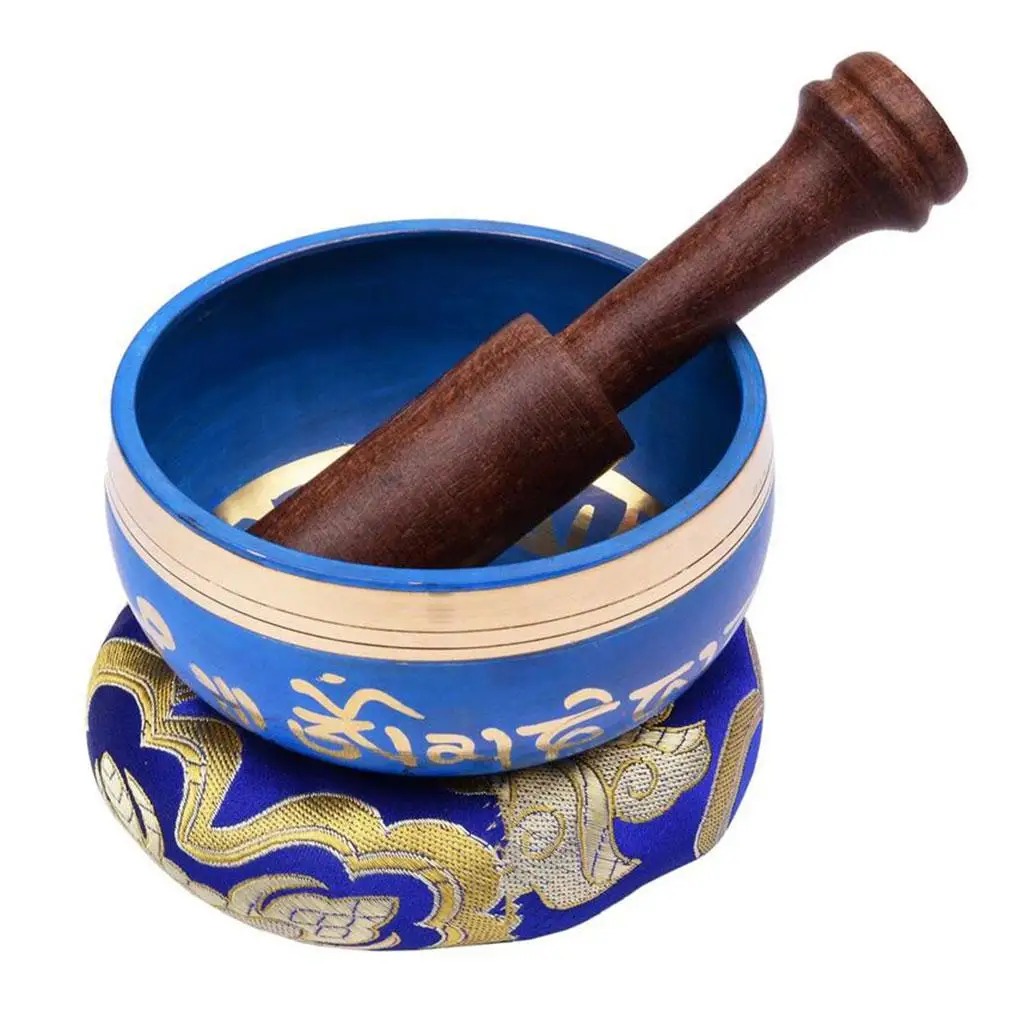 Tibetan Basin Copper Bowl with Wooden Striker & Cushion Low Frequency Sound Deep Singing Bowl for Mindfulness Music Therapy Yoga