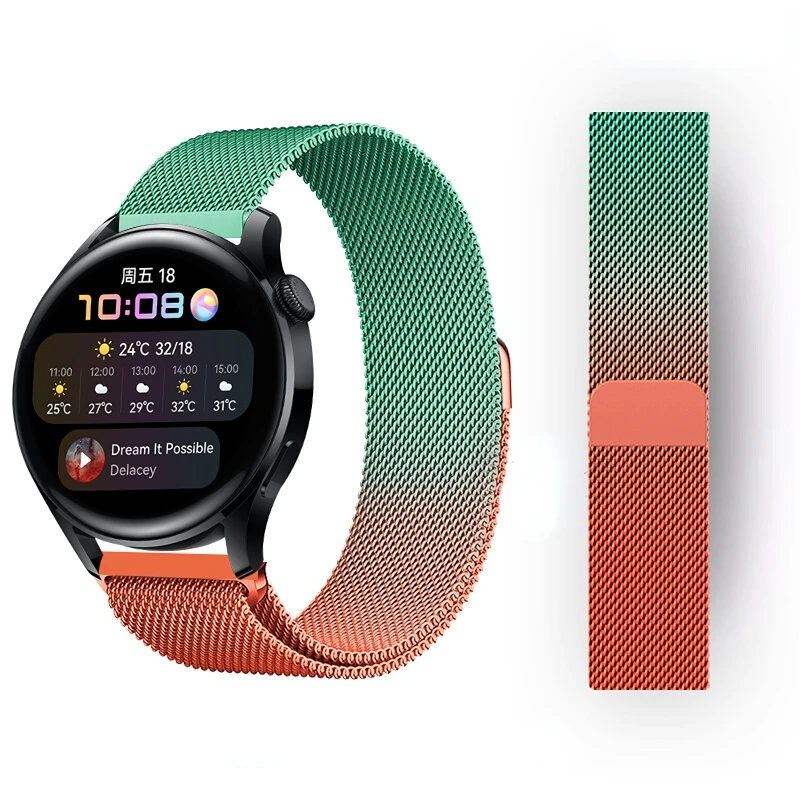 2 en 1 tpu suave pantalla completa funda protectora con correa magnética  milanesa para huawei watch fit smart watch