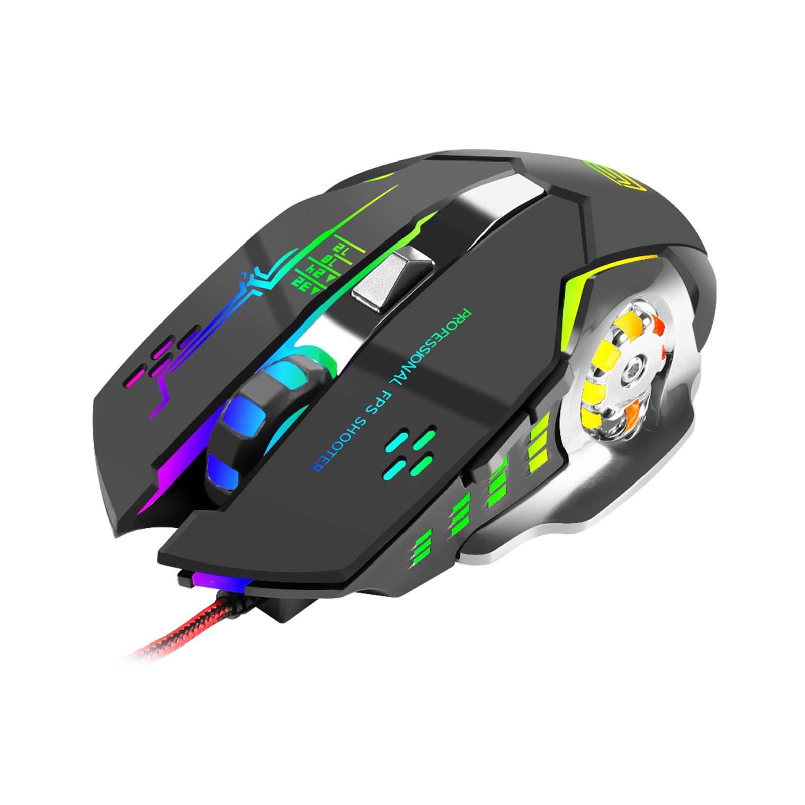 Wired Mouse with Breathing Light 1200 1800 2400 3200DPI Precise Operation Computer Gaming Mouse for Office Desktop Notebook PC
