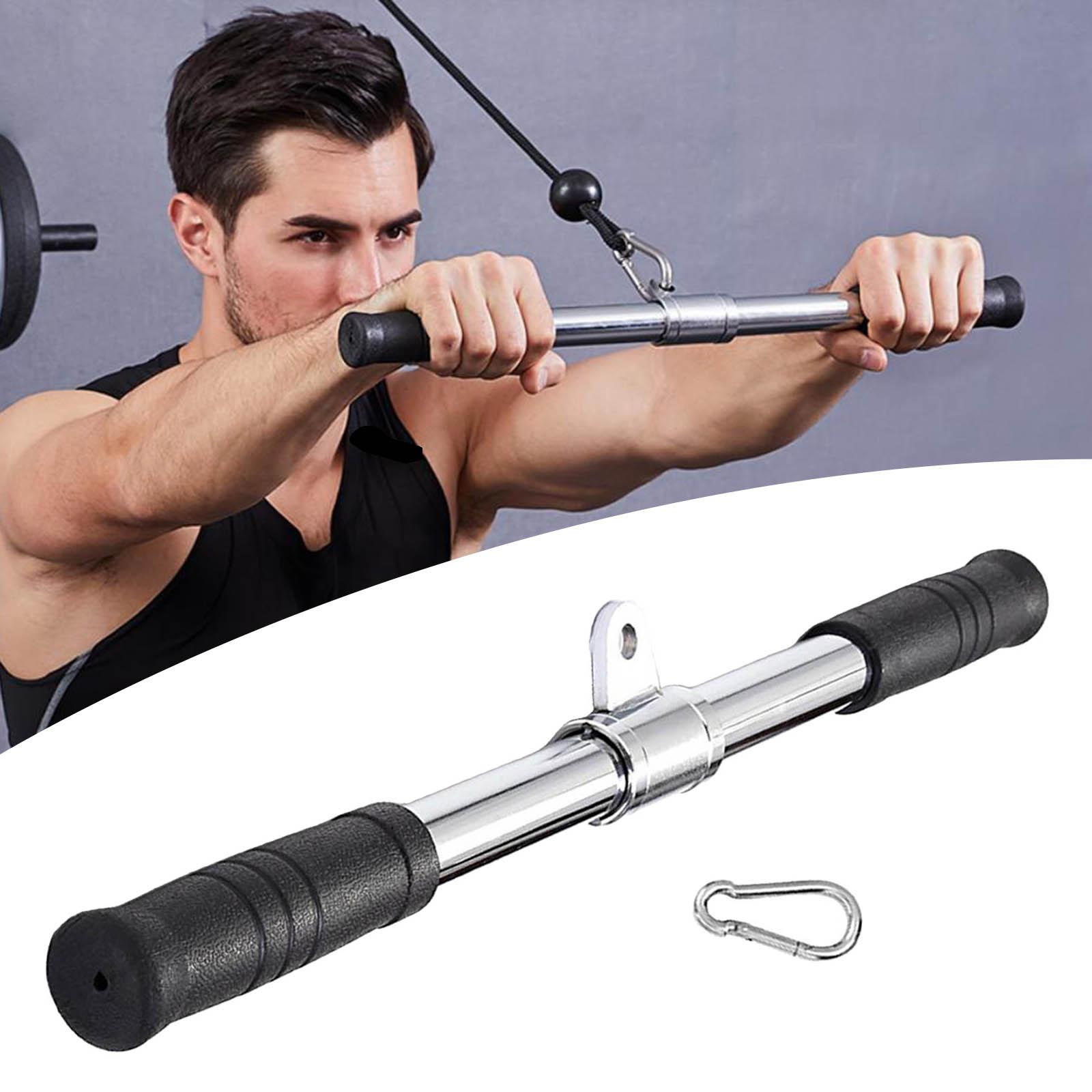 Pull Down Bar Pulley Cable Machine Attachments Fitness Bicep Tricep Back Blaster Straight Handle Workout Rowing T Bar