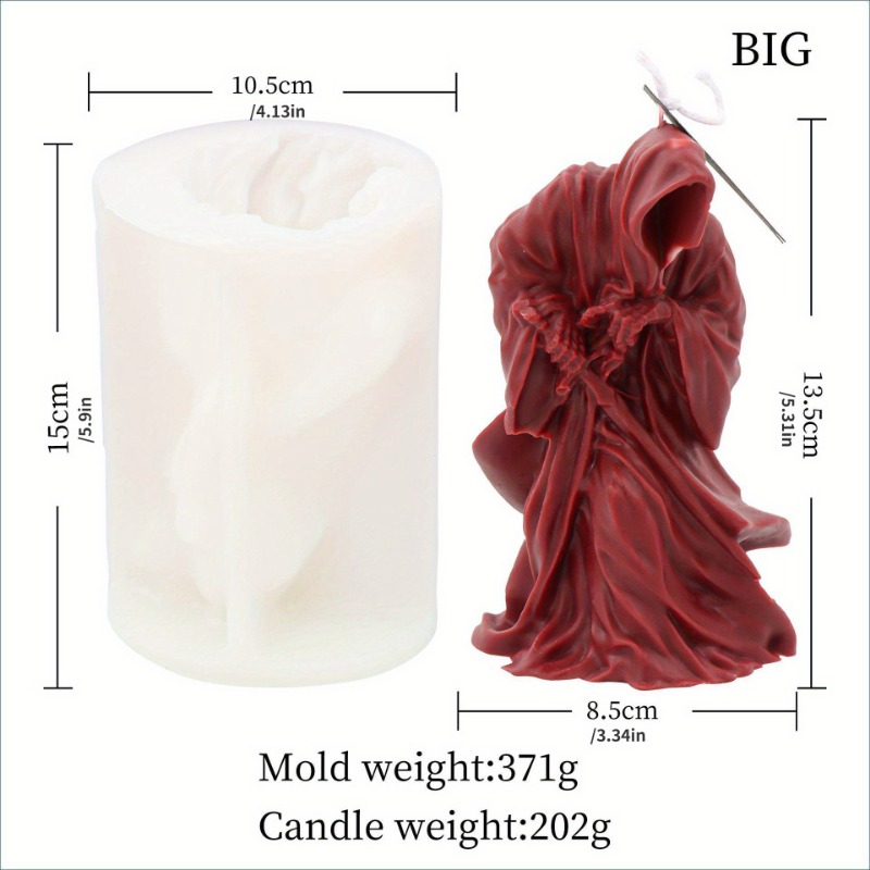 Description Picture 4 of item1pc Halloween Draw The Knife Death Silicone Candle Mold DIY Handmade Aromatherapy Gothic Terror Skull Candle Plaster Soy Wax