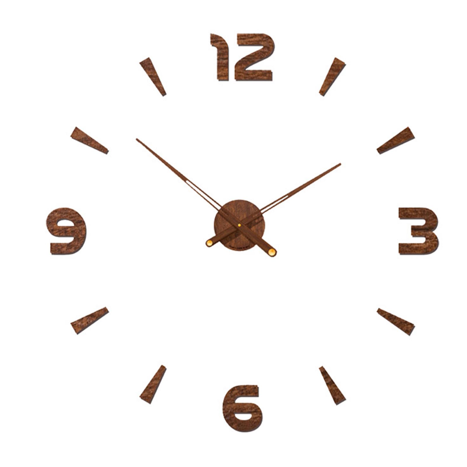Modern DIY Wall Clock Frameless Large 3D Wall Stickers Wood Silent Wall Clock for Home Office Living Room Bedroom Decorations