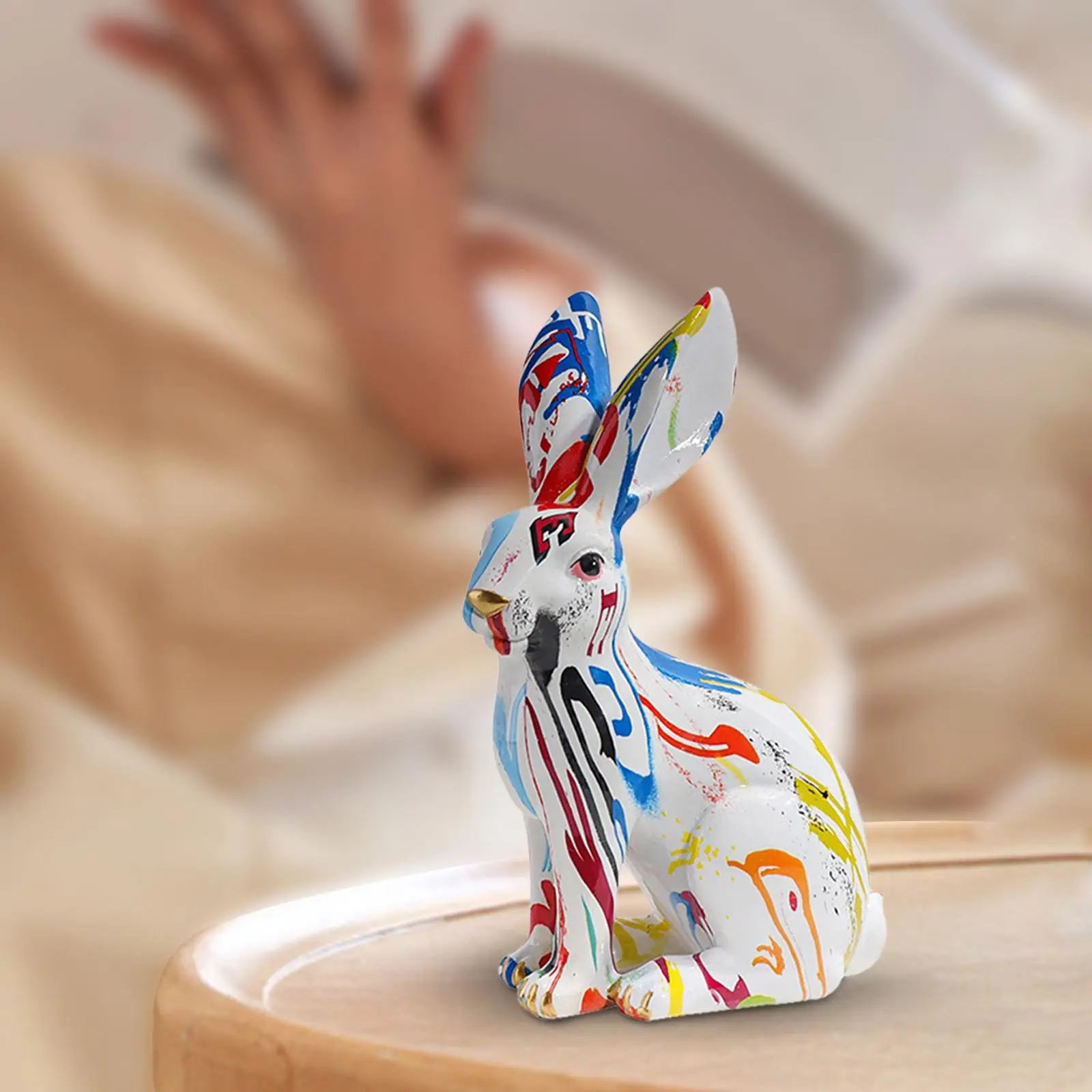 Rabbit Statue Resin Animal Figurine Modern Art for Decoration Gift Crafts