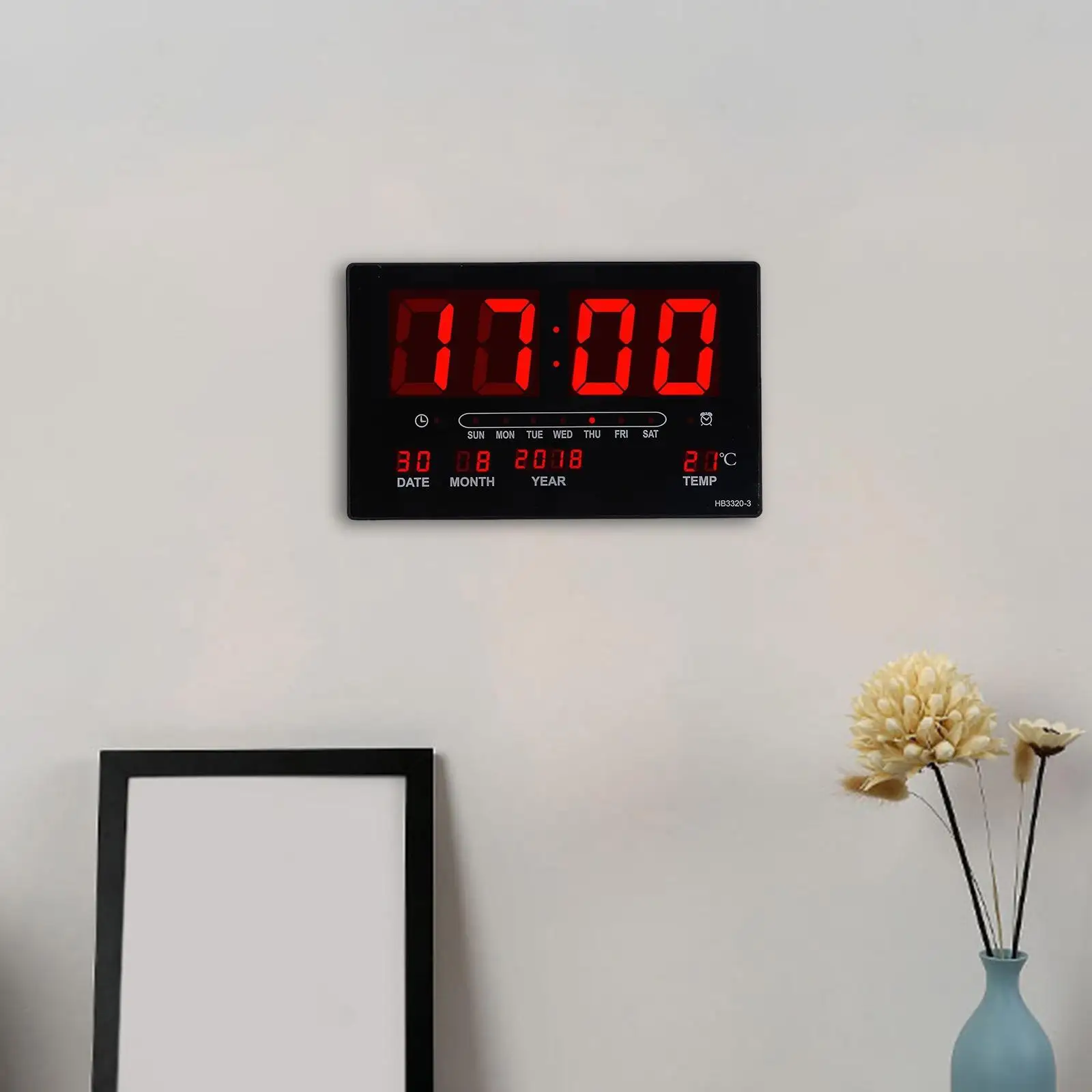 Modern Digital Wall Clock Calendar W/ Indoor Temperature Housewarming Gift Alarm Clocks for Office Home Decoration Gym Training