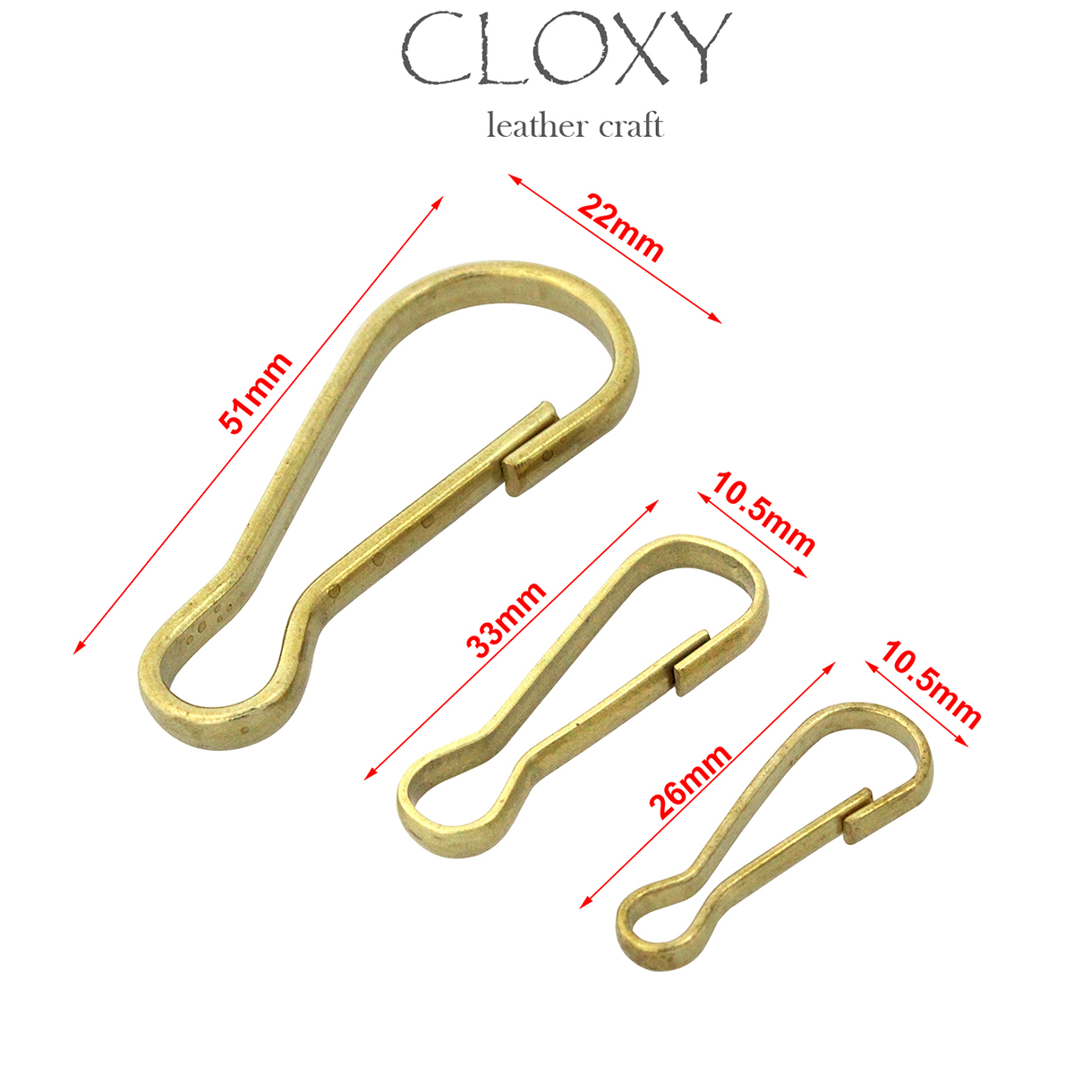 50 stück Großhandel Solide Messing S-Ring Vorhang Schließe Split Schlüssel Ring Haken Kette Schleife Keine-frühling Tor einfache Haken 3 Größen – Detail 1