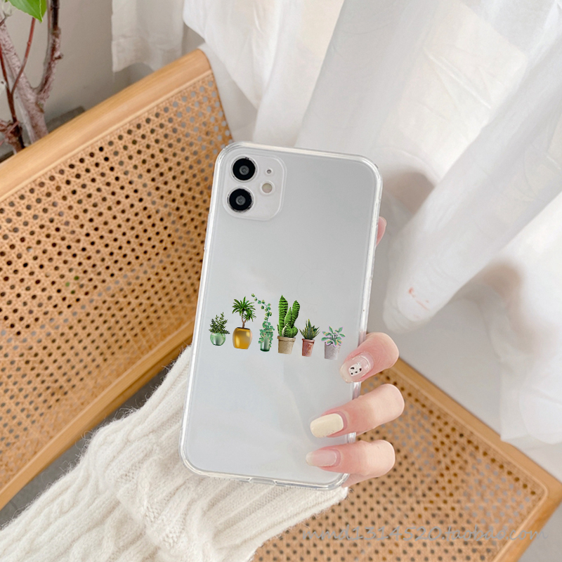 JAMULAR Nette Kaktus Grün Blatt Klar Telefon Fall Für iPhone 11 12 13 Pro Max X XS XR SE2 7 8 6Plus Lustige Pflanzen Weiche TPU Abdeckung – Detail 7