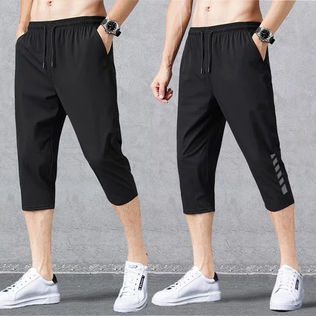 Buy V3E Men's & Boy's 3/4 Cotton Cargo Short Pants Casual Loose Fit Outdoor  Capri Long Shorts with Four Pockets (Black)-(36) at Amazon.in