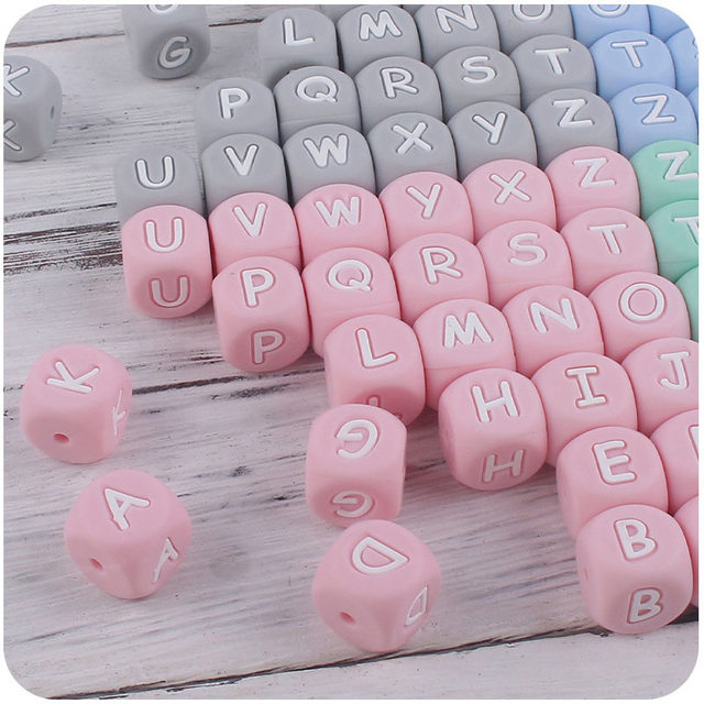 10mm 100PCs Square Natural Wooden Alphabet Beads A-Z Letter beads for  bracelets Spacer Baby Smooth Teether Jewelry Pacifier DIY