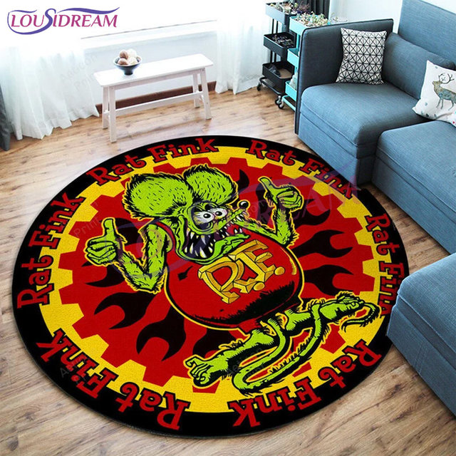 Rat Fink Garage Round Mat Round Floor Mat Room Rugs Carpet Outdoor Rug  Washable Rugs