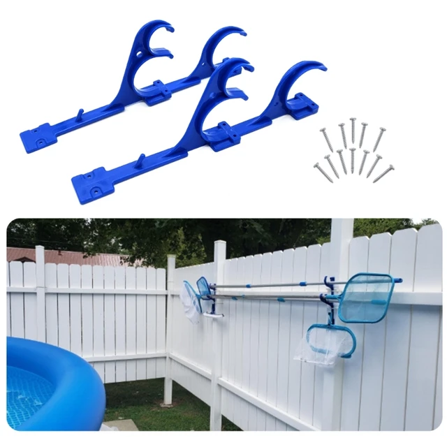 2Pcs Outdoor Pole Hanger Swimming Pool Stick Hook Plastic Telescopic Rod  Holder with Screws for Net Brushes Garden Hoses 24BD