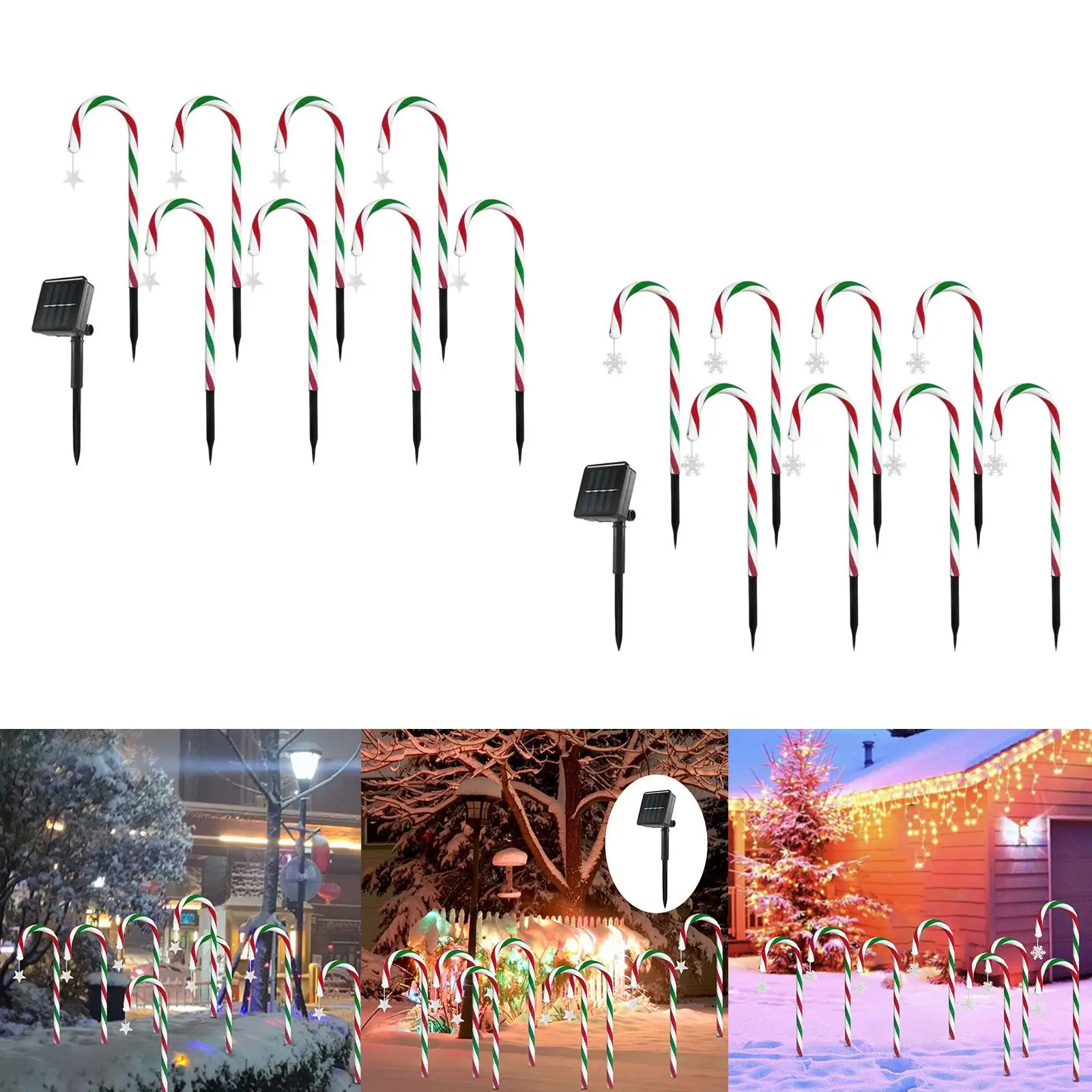 Solar Xmas Candy Cane Lights Garden Lights Lawn Lights Outdoor Solar Pathway Lights for Fence Outdoor Driveway Yard Patio