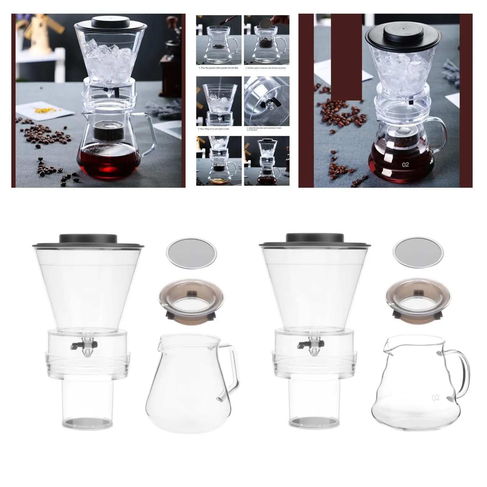 Manual Ice Drip Coffee Pot Coffee Brewer for Home Portable