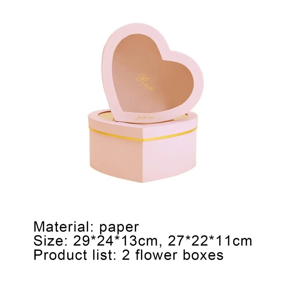 Creative Heart Gift Box Exquisite 6 Colors Valentine Day Heart Gift Box  Flower Box    Flower Gift Container 2Pcs/Set