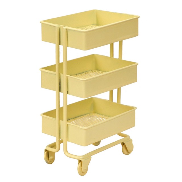  Carrito de almacenamiento con ruedas, carrito de 3 niveles con  ruedas para oficina, cocina, baño (color amarillo) : Productos de Oficina