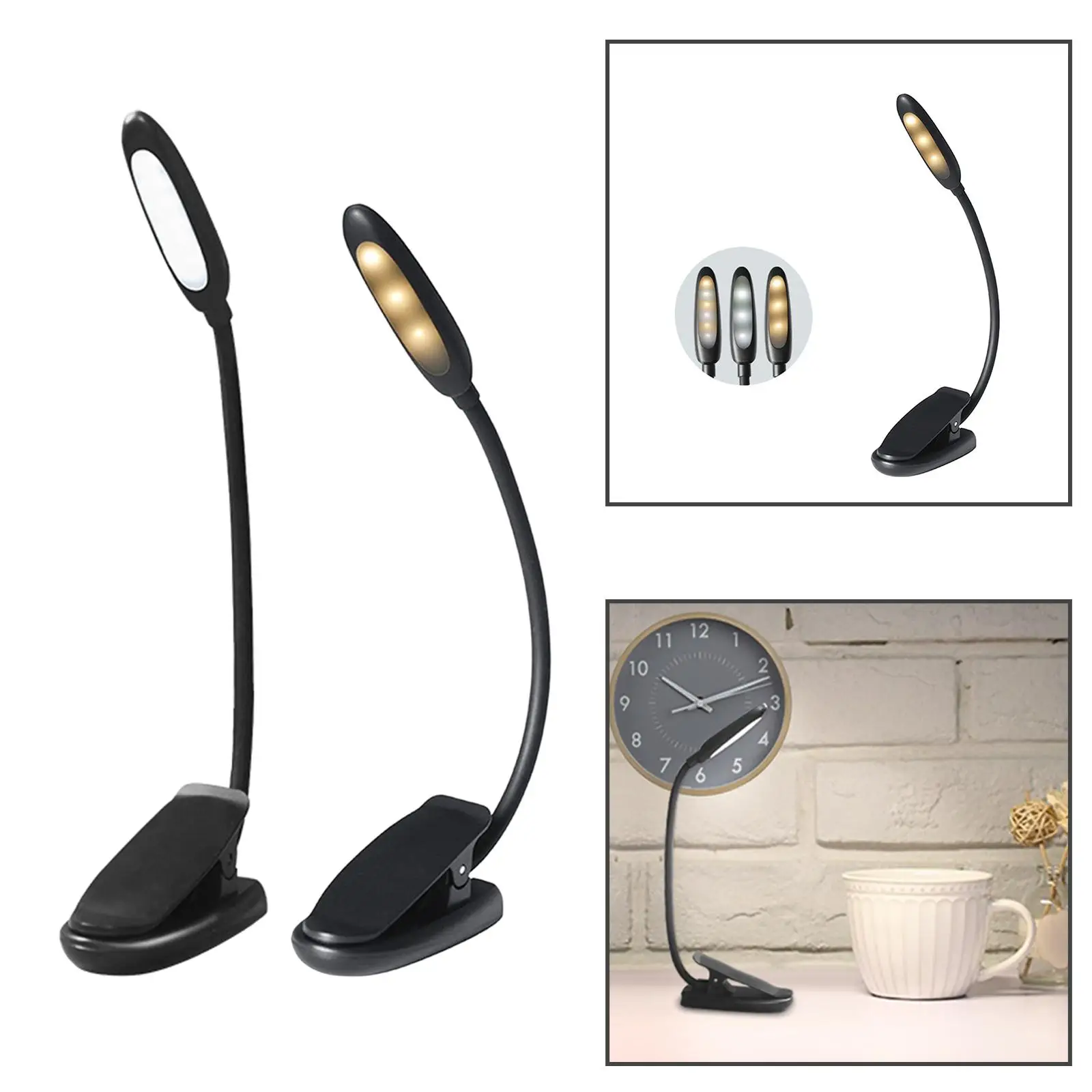 Portable LED Desk Lamp USB Rechargeable Eye Protection Night Light Reading Light Clip On Light for Living Room Bedroom Home Dorm