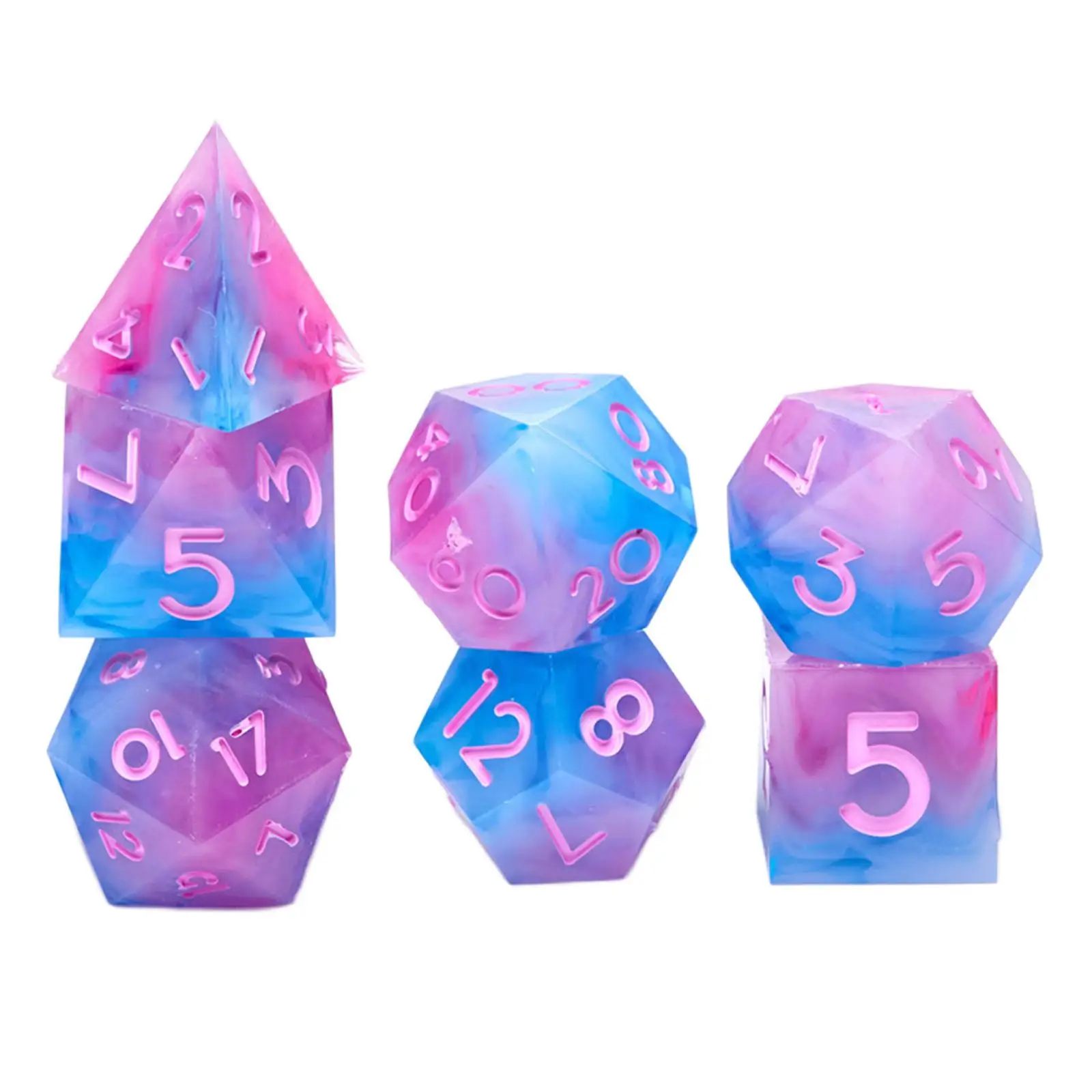 7 Pieces Resin Polyhedral Dice D4~D20 Play Entertainment Toys Dice Game Table Game for Bar Role Playing Game Cafe Party