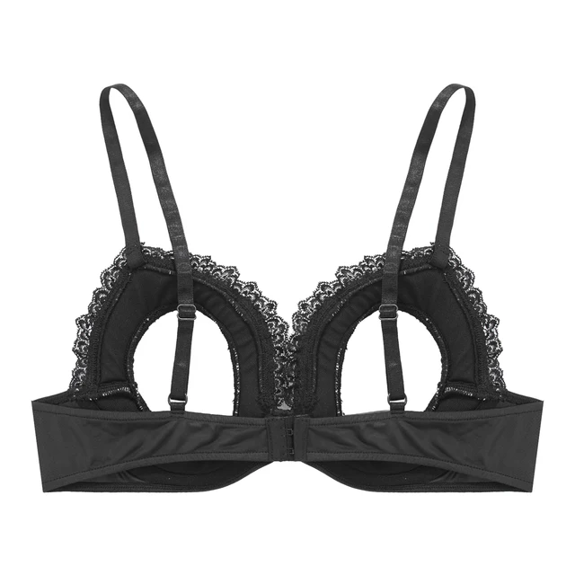  TTAO Women's Floral Lace Hollow Out Bra Top Push Up Transparent Half  Cups Underwired Bralette Lingerie Black Small: Clothing, Shoes & Jewelry