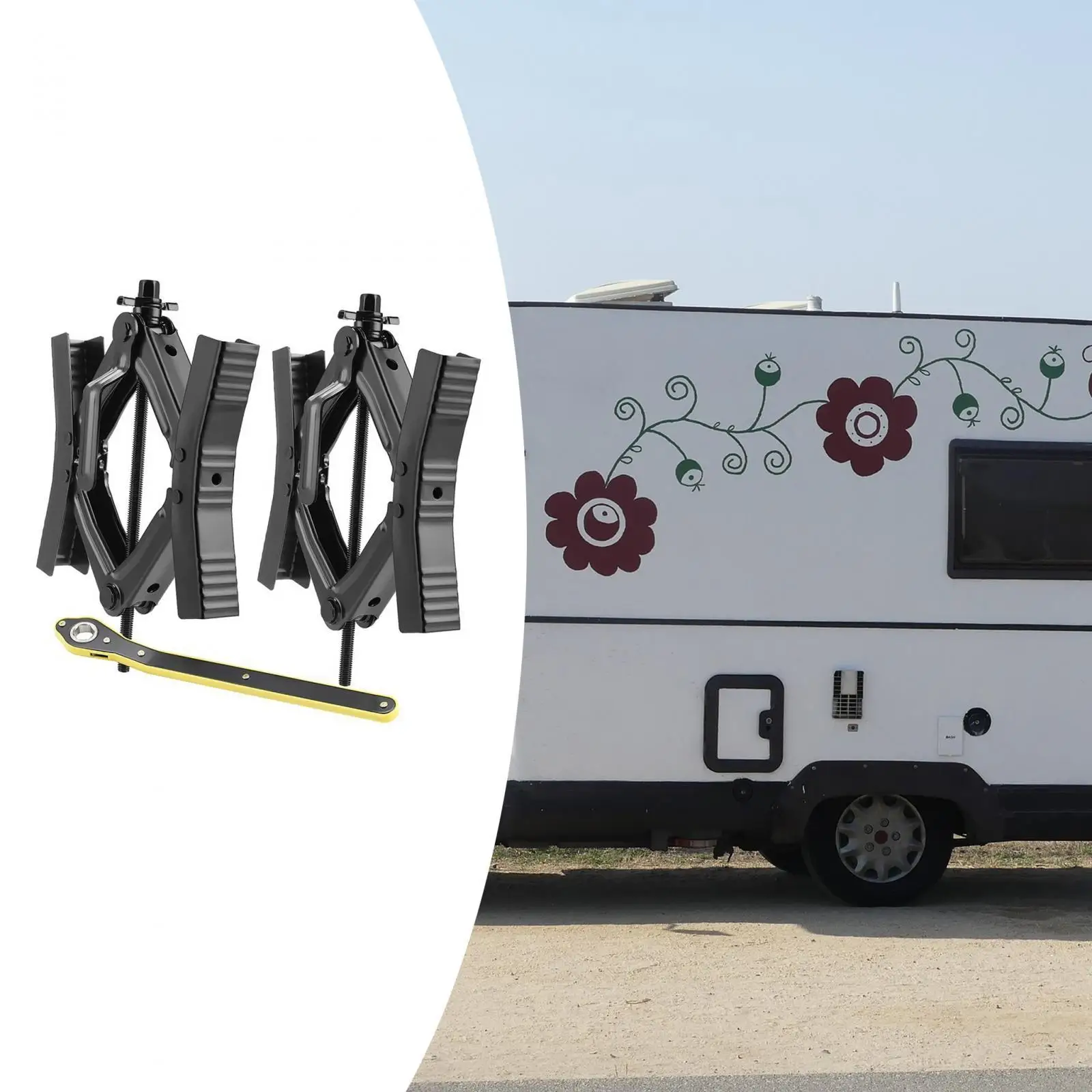 2x Camper Wheel Chock Stabilizers Scissor RV Outdoor Travel Trailers Truck