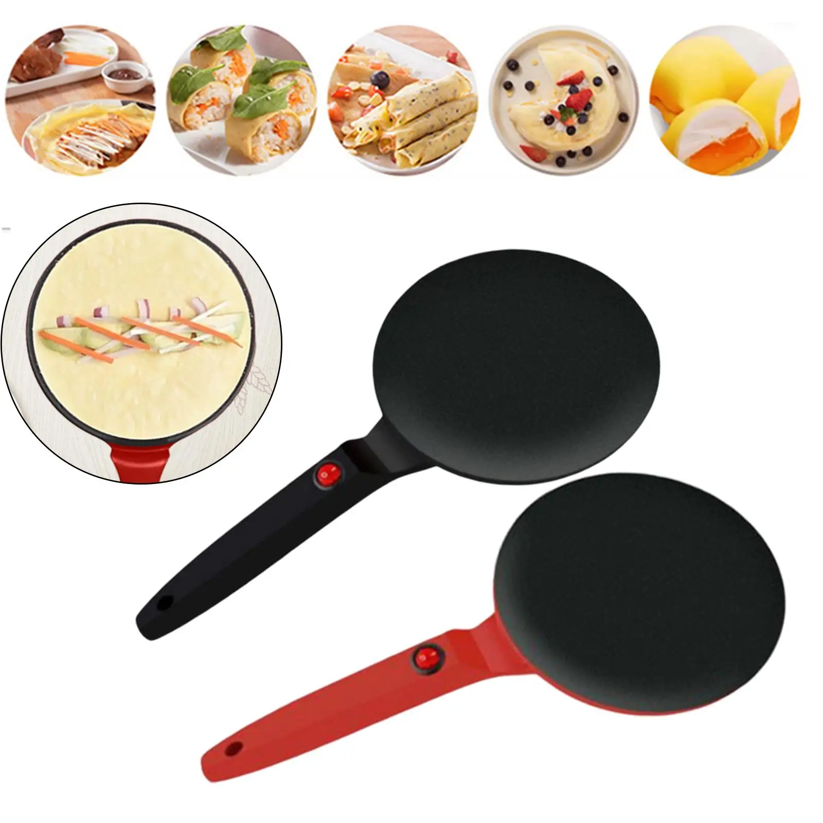 Kitchen Crepe Maker Non Stick Auto Temperature Control Easy to Use Eggs Breakfast Cake Pan 220V for Household Bacon Crepes