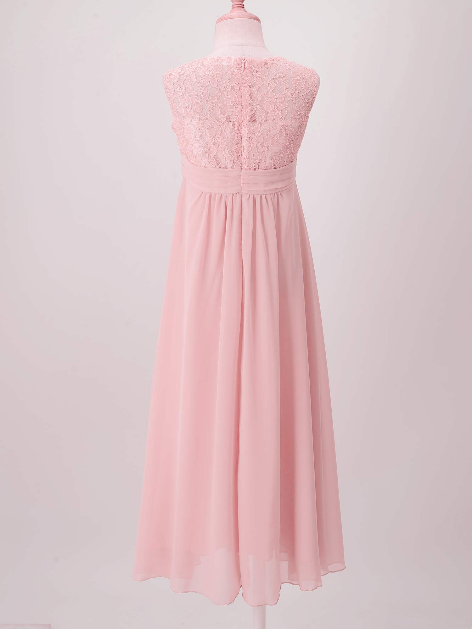 4-16Yrs Mädchen Ärmellosen Chiffon Spitze Party Kleider Blume Mädchen Kleid Pageant Hochzeit Brautjungfer Geburtstag Prinzessin Maxi Kleid – Detail 24