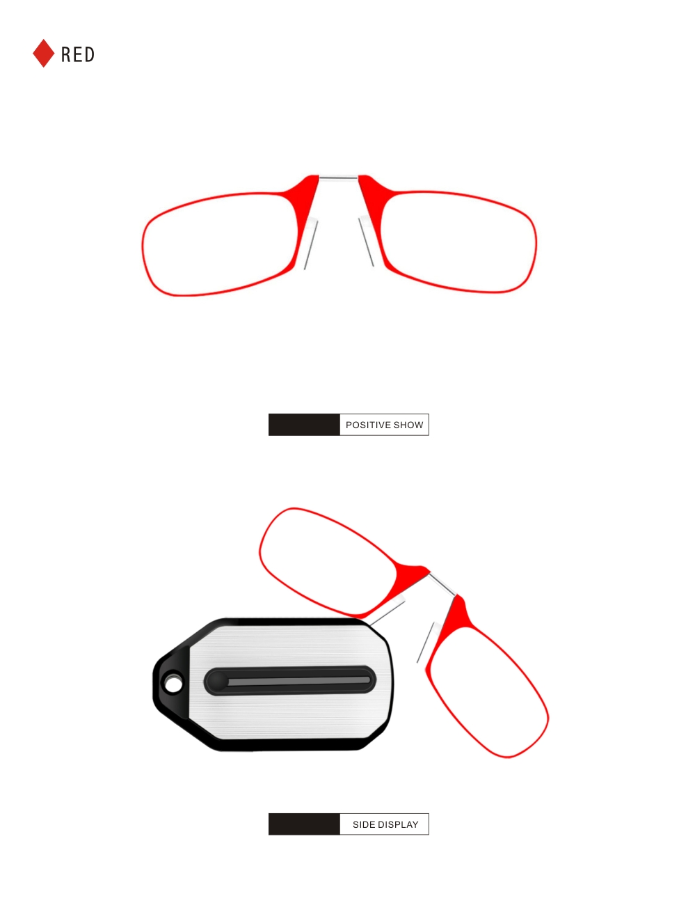 Clip Nose Reading Glasses for Men Eyeglasses Without Temples Eyeglasses for Women Fashion Magnifying Glasses Clear Frame Black