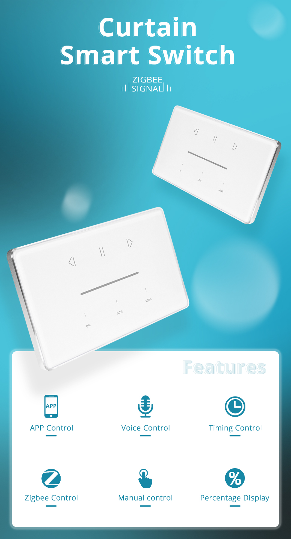 Zigbee US Curtain Switch Percentage Control 4 Wire Roller Shade Motor Work with