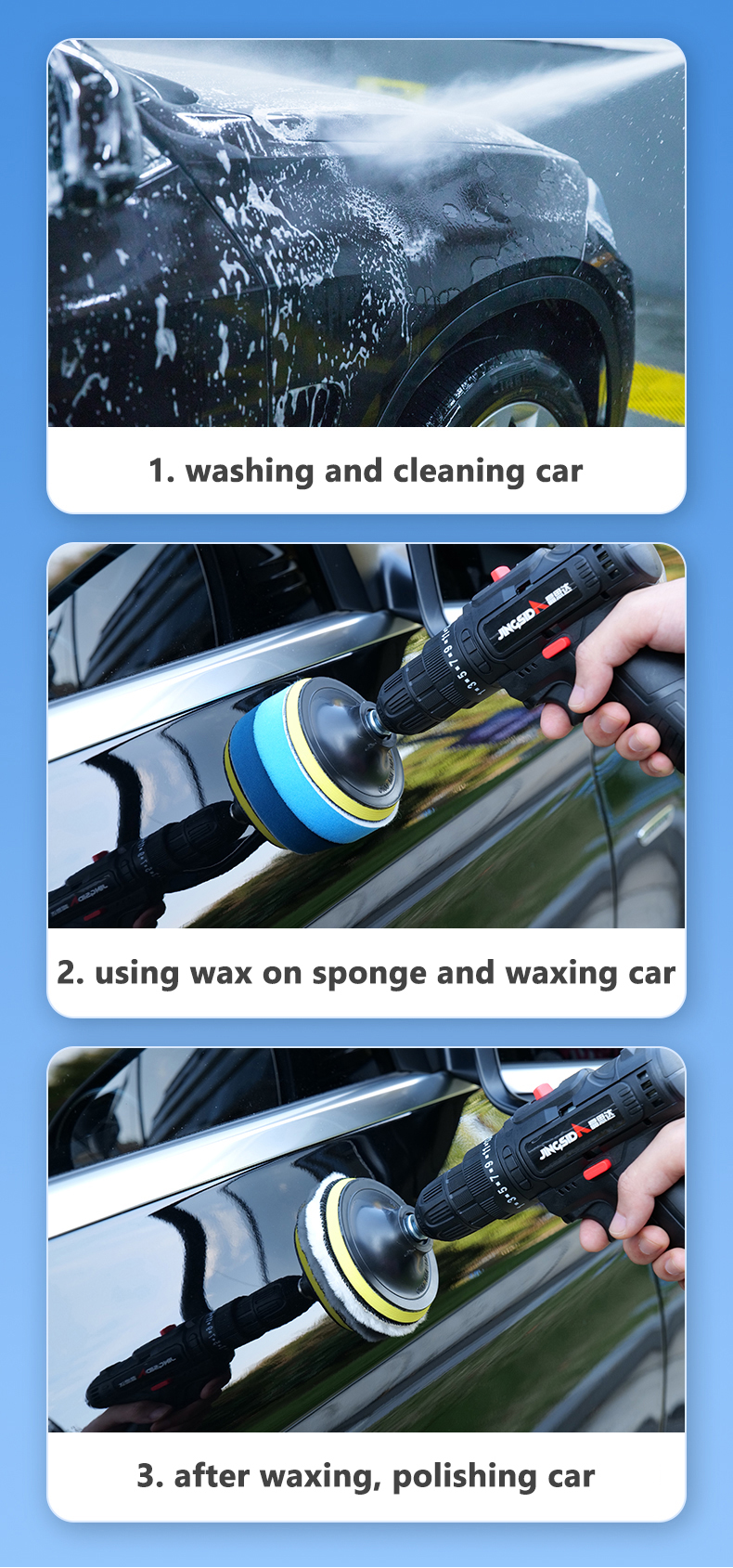 Car Detailing Polishing Disc Waxing Sponge Pad Kit With M10 Drill Adapter Sanding Sandpaper For Polisher Headlight Restoration