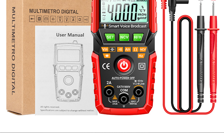 ANENG M109 Smart Multimeter Tester AC/DC Voltage Voice Broadcast Meter NCV Capacitance Continuity Professional Electrical Tools