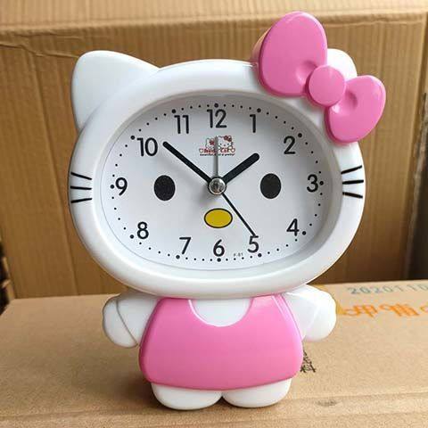 Girl Fashion Portable Cute Cartoon Hello Kitty Analog Display Bedside Alarm  Clock Gift