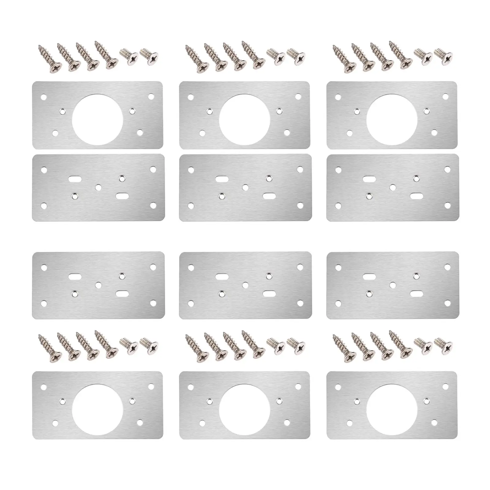 6 Pieces Hinge Repair Kits with Holes Hinges Fixing Plates with Mounting Screws for Door Wardrobe Window Wood Furniture Drawer