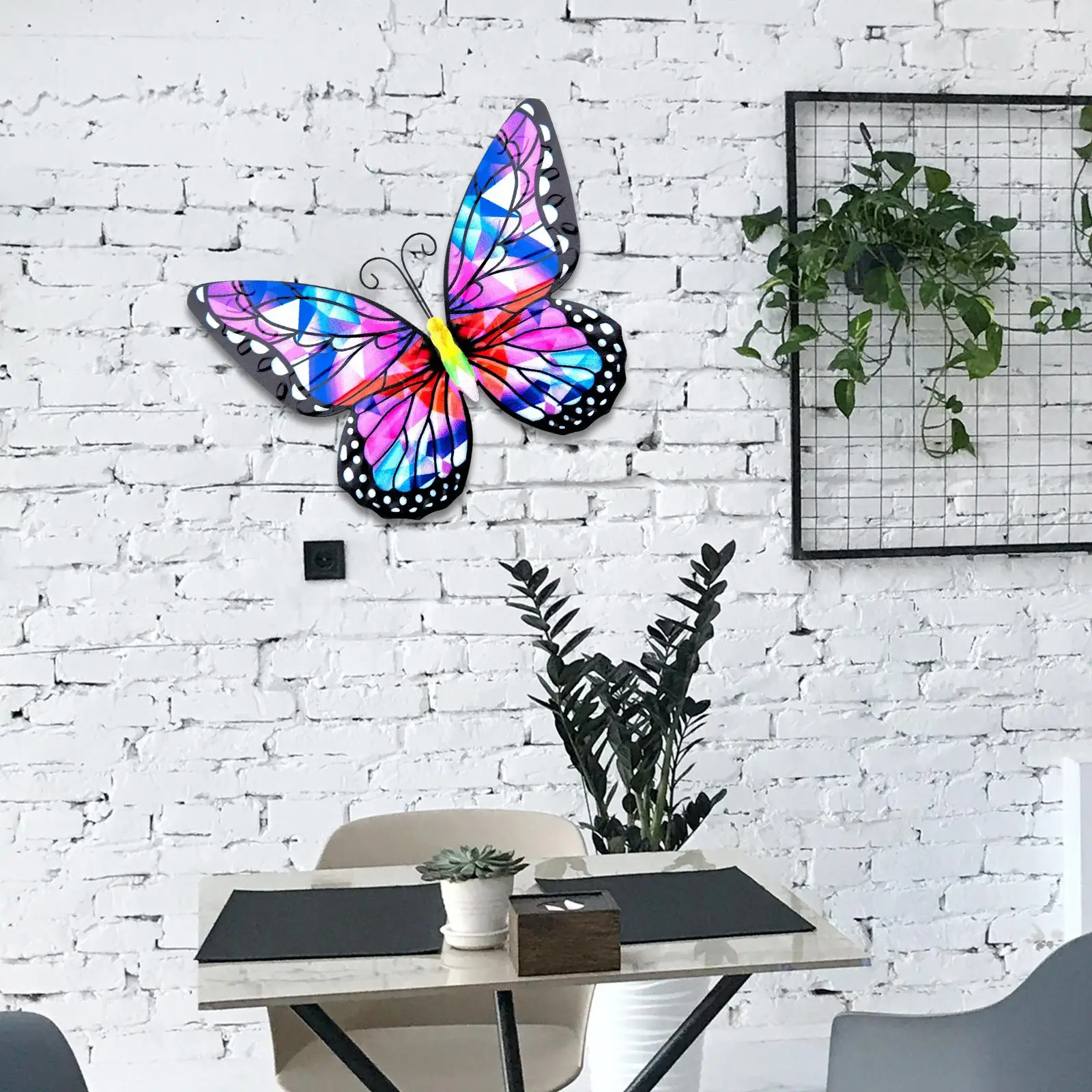 metal butterflies Wall Decor Beautiful Decorative 9.84`` wing metal butterflies Sculptures for Deck Yard Porch Patio Outdoor