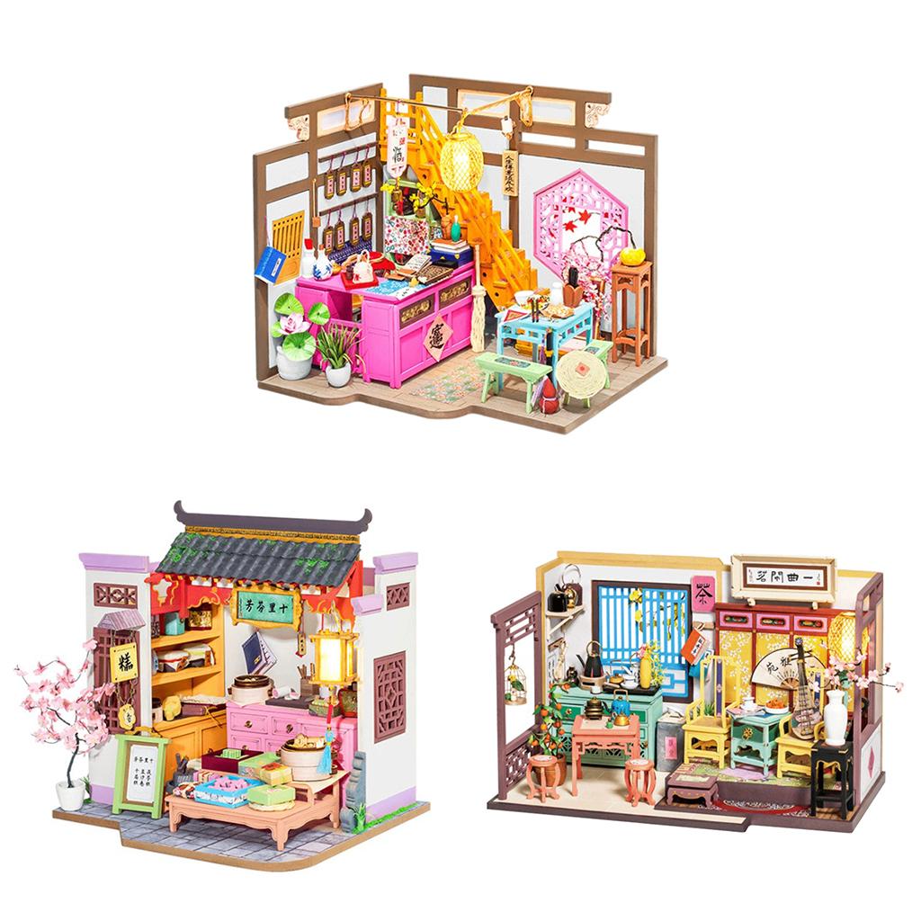 DIY Handcraft Miniature Dollhouse Creative Room with Realistic Furniture Kit House Wooden Creative Shop 3D Puzzles for Girls