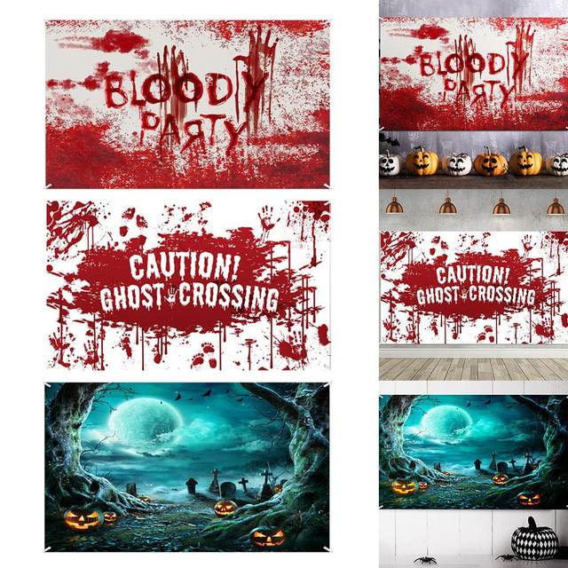 Halloween Photo Backdrop Pumpkin Lantern Scary Night Photography Background Halloween Family Party Portrait Photoshoot