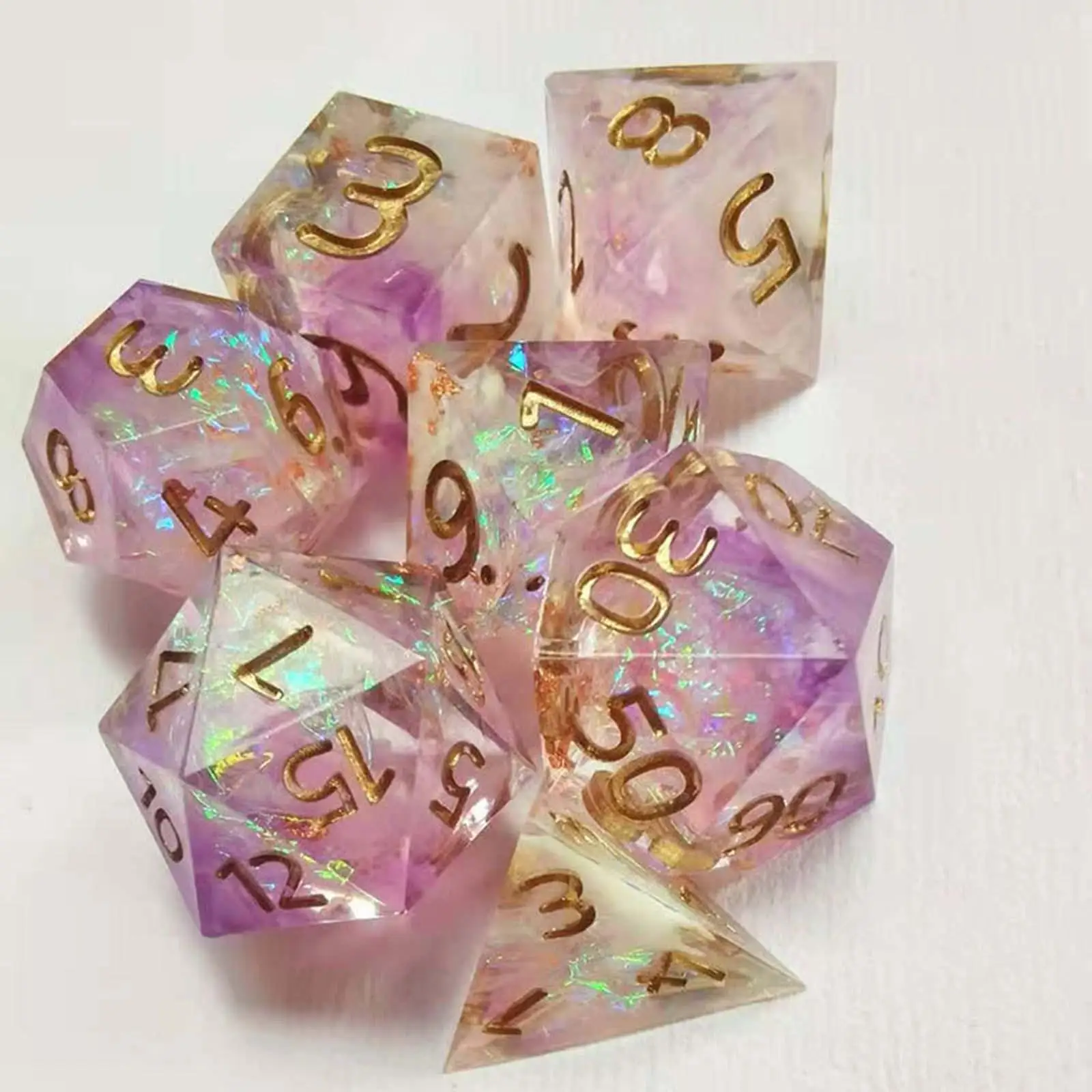 7 Pieces Transparent Polyhedral Dice D4 D6 D8 D10 D12 D20 7-Die DND Role Playing Game Dice Set for MTG Board Game Table Games
