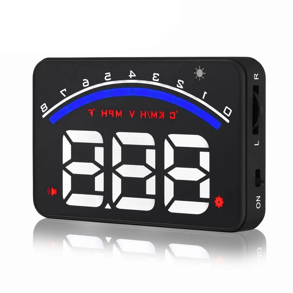 M9 OBD2 Multi-color Car HUD Head Up Display Speed Fuel Tank Water Temp Warning Speedometer