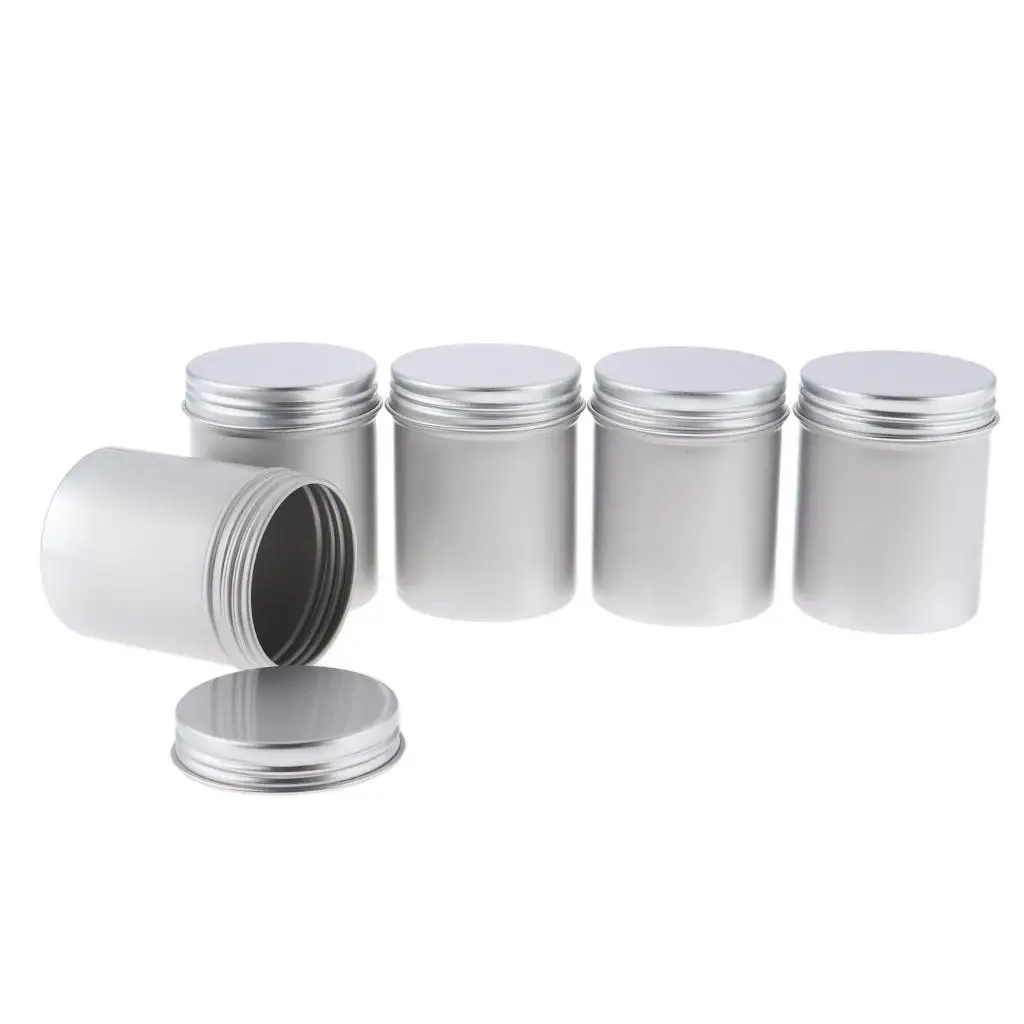 5Pcs 80 ml Silver Small Aluminum Round Lip Balm Tin Storage Jars Screw Lids for Lip Balm, Cosmetic, 