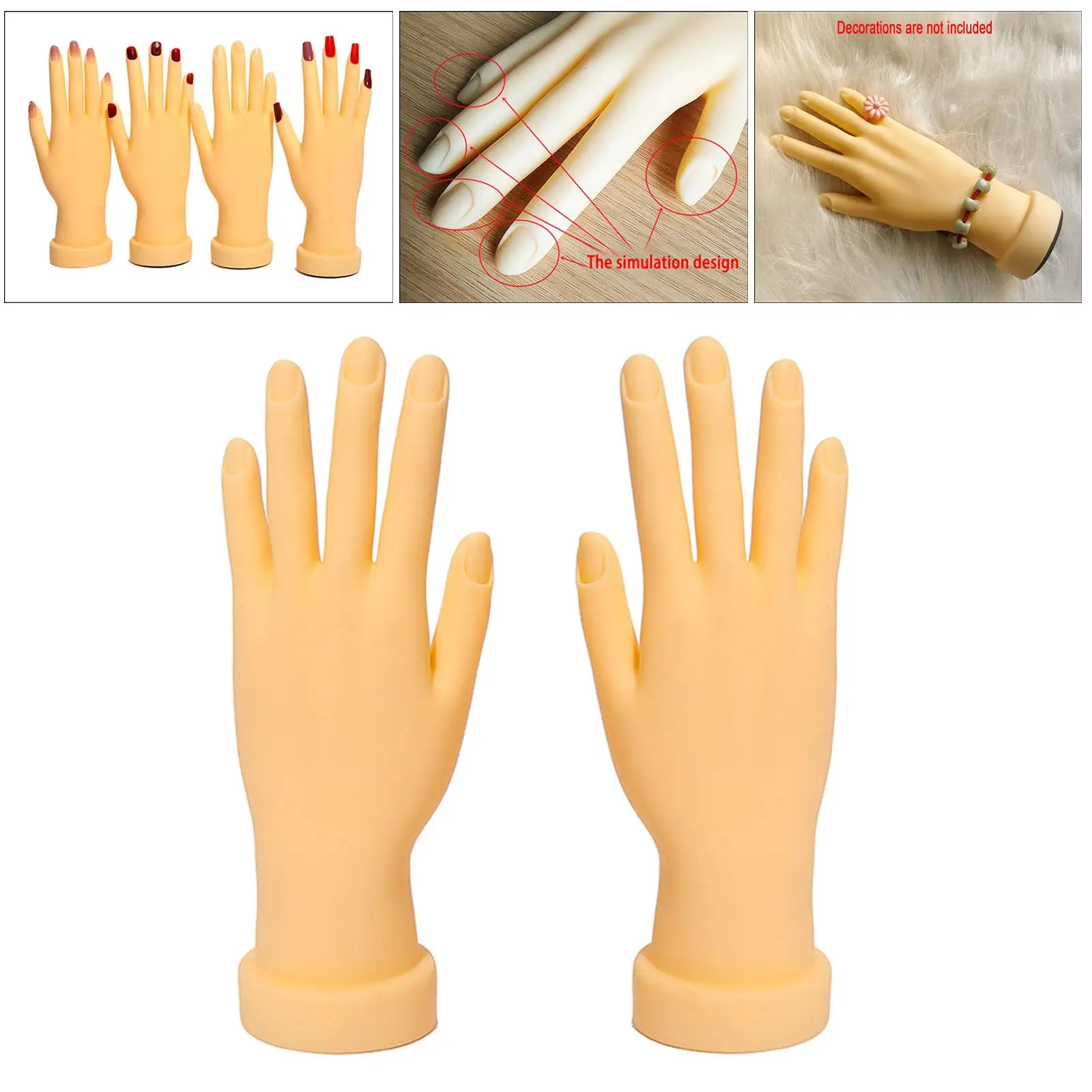 Nail Practice Hand Bendable Flexible Silicone Manicure Tool Stand Fake Model Mannequin for Acrylic Nails DIY Nails Practice