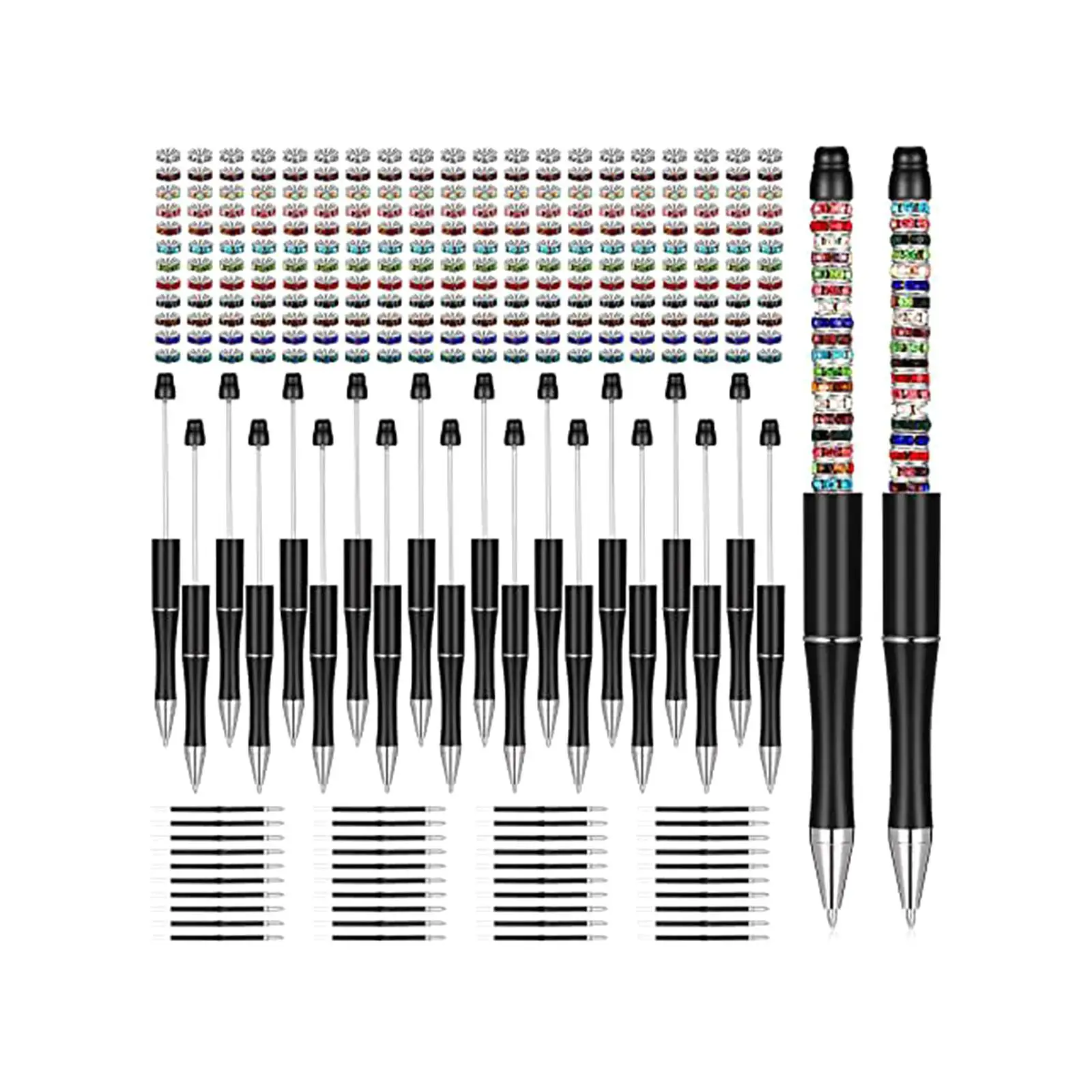 1.0mm Assorted Bead Pen Set Christmas Decor 300 Pack Beadable Pens for Draw Stationery Supplies Exam Spare Students Presents