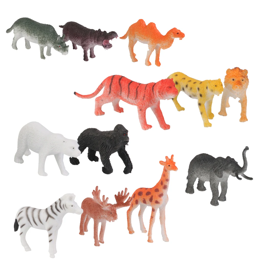 12pcs Multi-color  Lion  Leopard Deer Bear  Model Toy