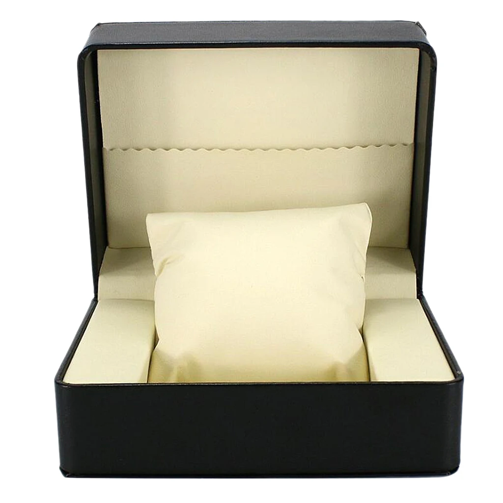 MagiDeal Black PU Leather Single Slot Watch Bangle Case Wristwatch Box Gift 14 x 11 x 7cm