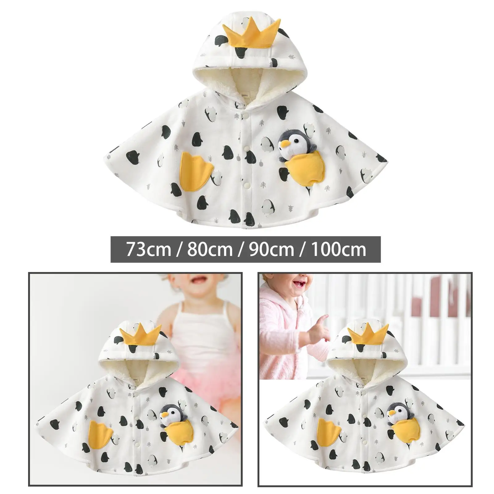 Baby Cape Casual Velvet Lining Clothing Hooded Jacket Winter Coat for Toddler