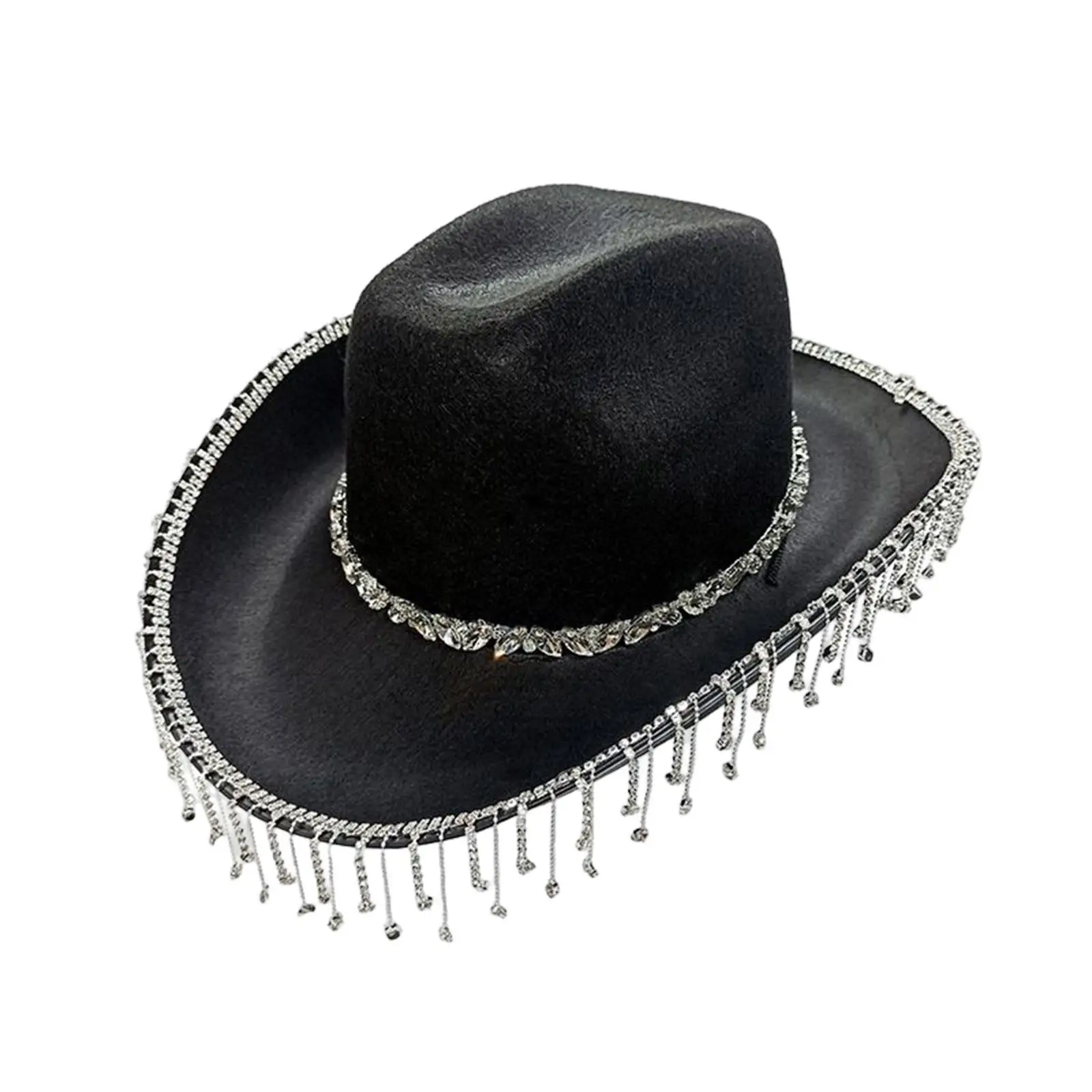 Wide Brim Hat Fancy Dress Bridal Engagement Party Women Western Cowboy Hat